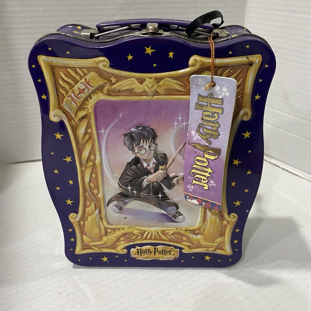 Harry Potter & The Sorcerer's Stone Tin Lunch Storage Box  2000 Vintage